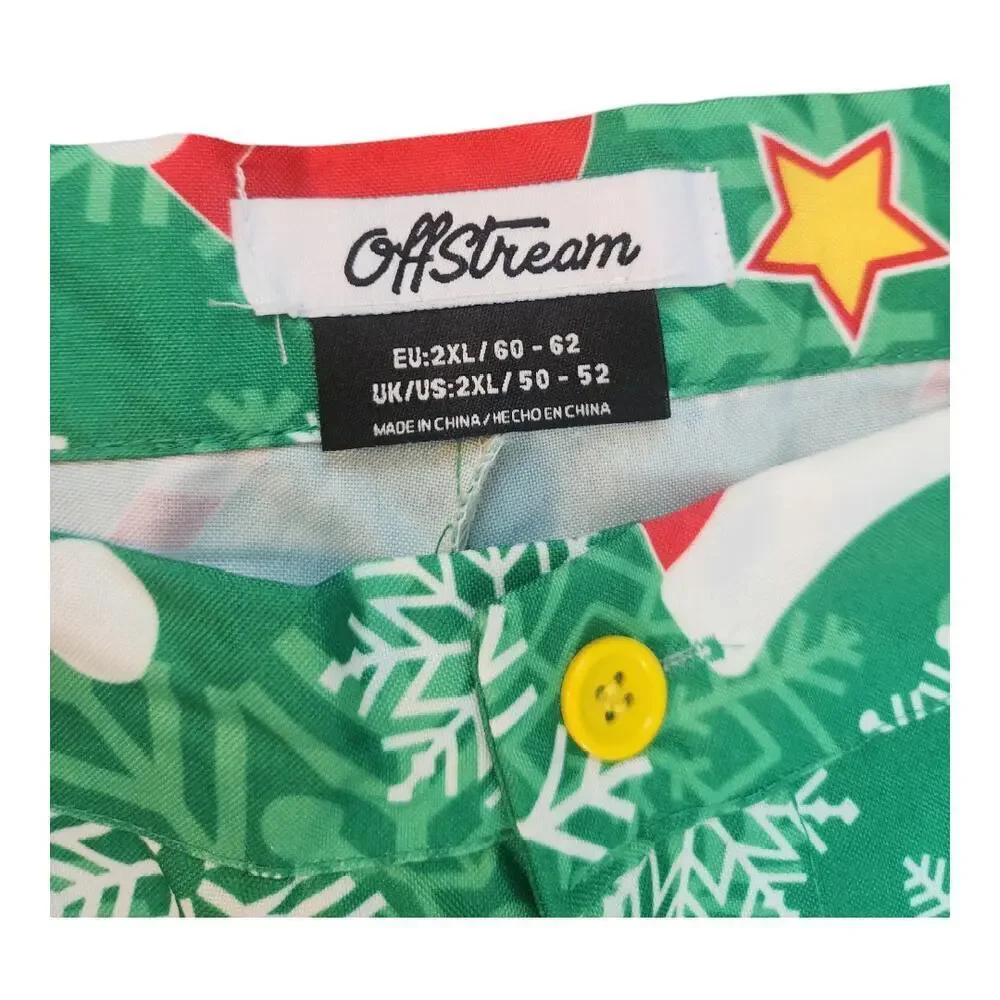 Offstream mens Christmas printed pants sz. 2XL 50-52 button and zip with elastic